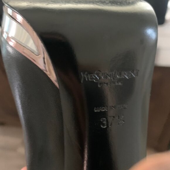 Yves Saint Laurent YSL Tabita Winter Boots Lambskin Black Silver Platform EU 37 - Picture 6 of 6